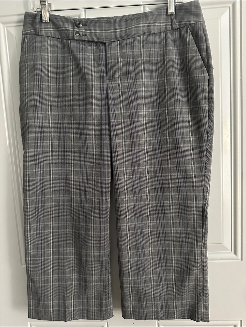 Cropped Grey Plaid Dress Pants
